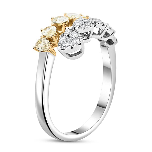 Modani Natural Yellow And White Diamond Ring In 950 Platinum And 14K Yellow Gold 1.08 Ctw