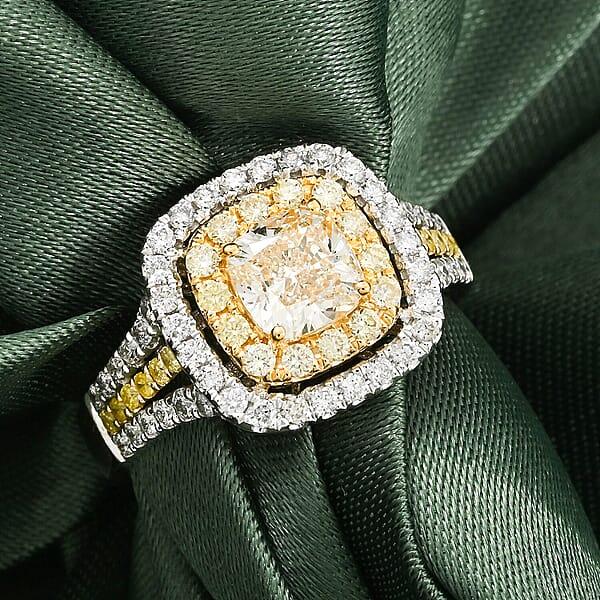 Modani Natural Yellow And White Diamond (SI) 1.70 Ctw Ring In 950 Platinum & 18K Yellow Gold