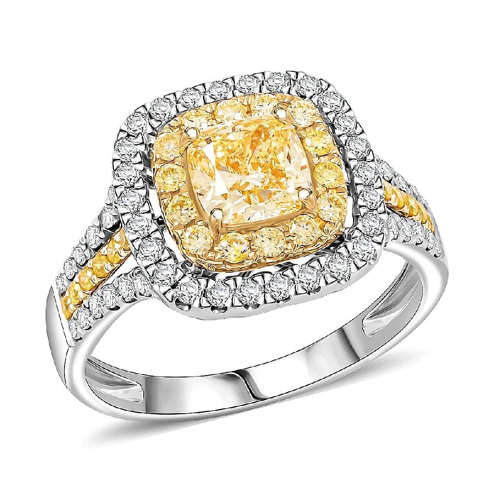 Modani Natural Yellow and White Diamond (SI) 1.70 ctw Ring in 950 Platinum & 18K Yellow Gold