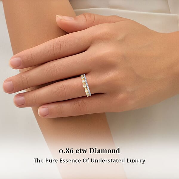 Modani Natural Yellow Diamond And White Diamond SI 0.86 Ctw Ring In 950 Platinum And 14K Yellow Gold