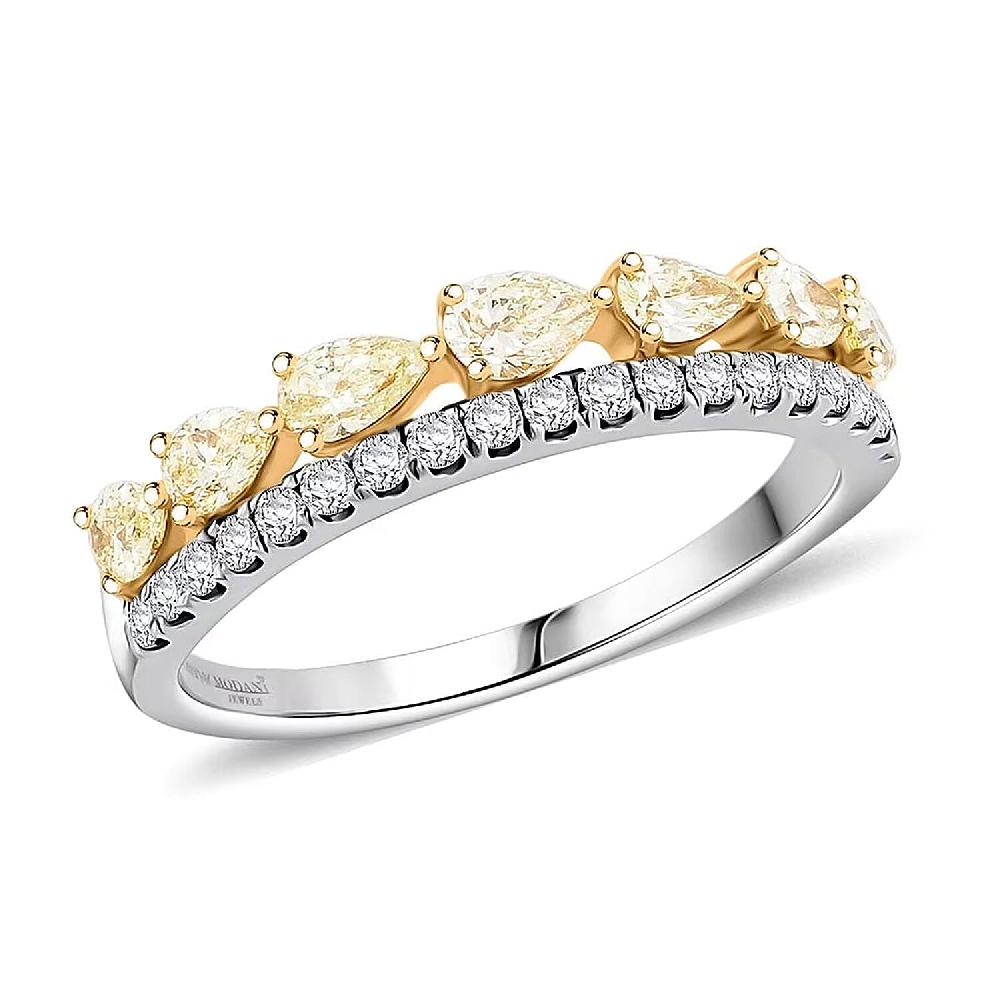 Modani Natural Yellow Diamond and White Diamond SI 0.86 ctw Ring in 950 Platinum and 14K Yellow Gold
