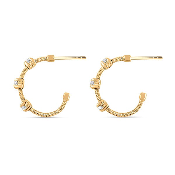 Modani White Diamond 0.20 Ctw Earrings In 14K Yellow Gold