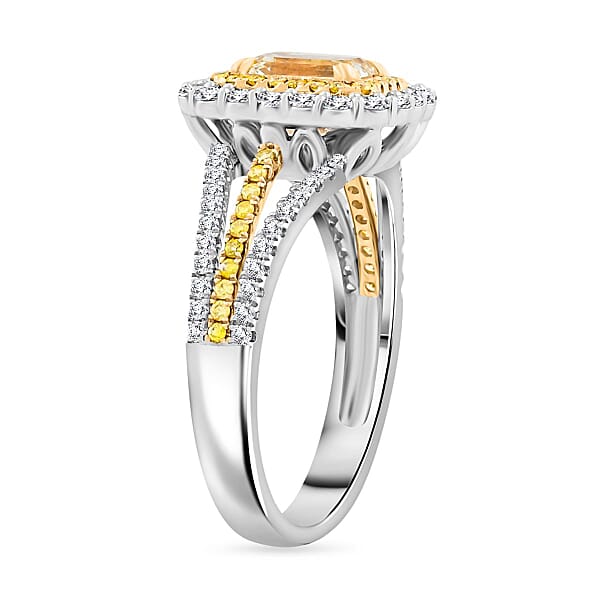 Modani Yellow And White Diamond 1.65 Ctw Ring In 950 Platinum And 14K Yellow Gold 6 Grams