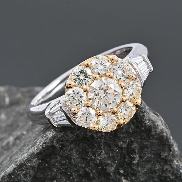 Modani Yellow And White Diamond 1.65 Ctw Ring In 950 Platinum And 18K Yellow Gold 8.55 Grams