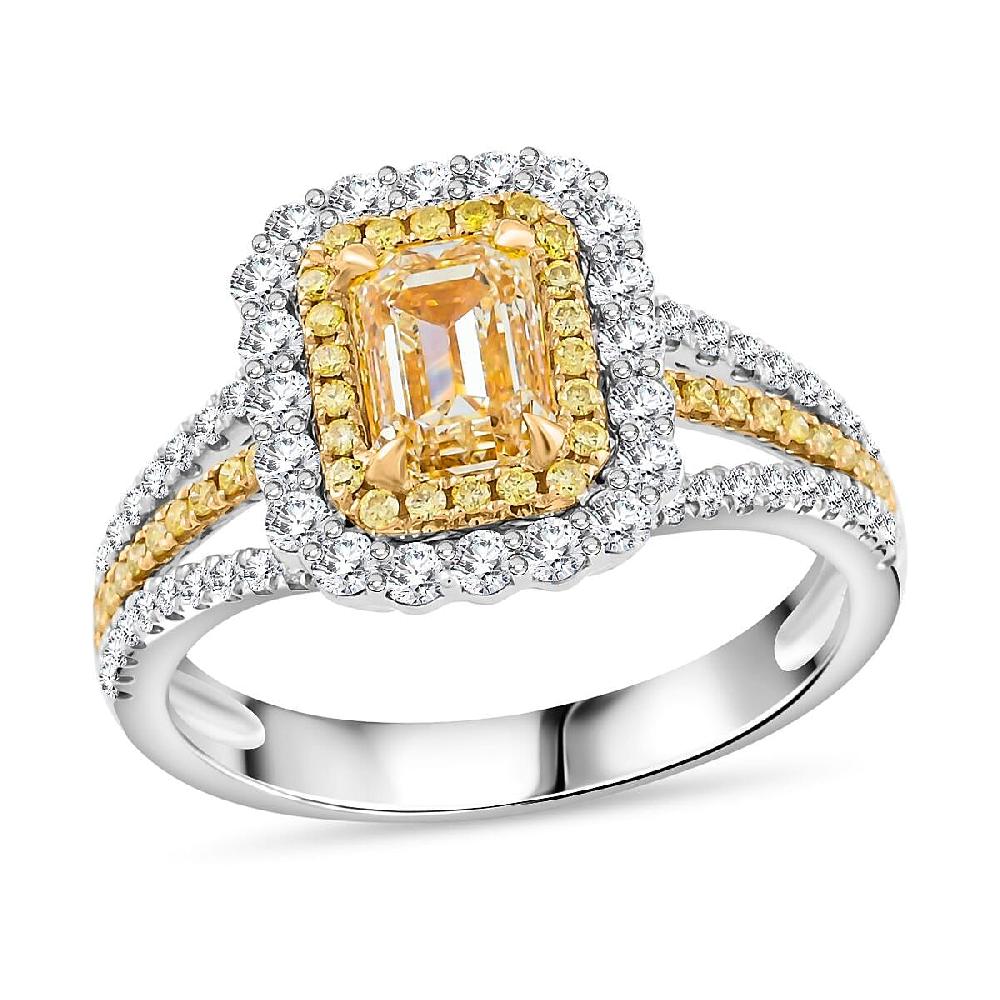 Modani Yellow and White Diamond 1.65 ctw Ring in 950 Platinum and 14K Yellow Gold 6 Grams