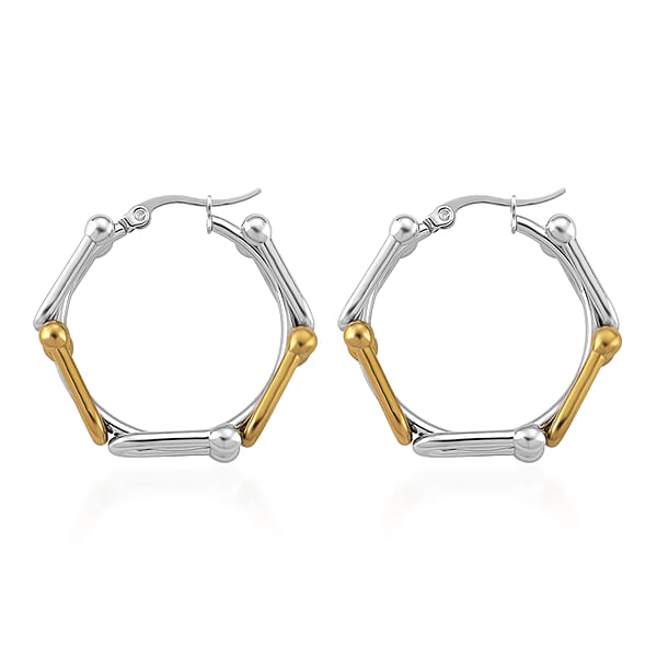 Moderna Cavallo Chain Hoop Earrings In ION Plated YG And Stainless Steel