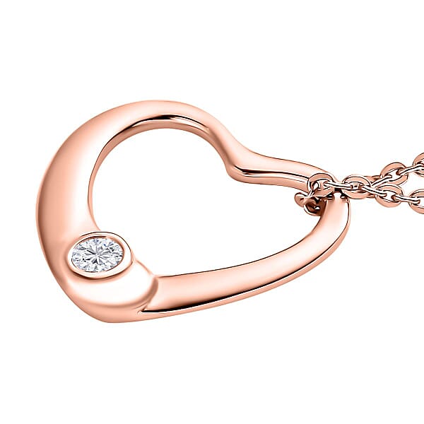 Moissanite 0.05 Ctw Bubble Heart Pendant Necklace Moissanite Heart Pendant Necklace Vermeil Rose Gold Over Sterling Silver Pendant Necklace 20 Inches Pendant Necklace