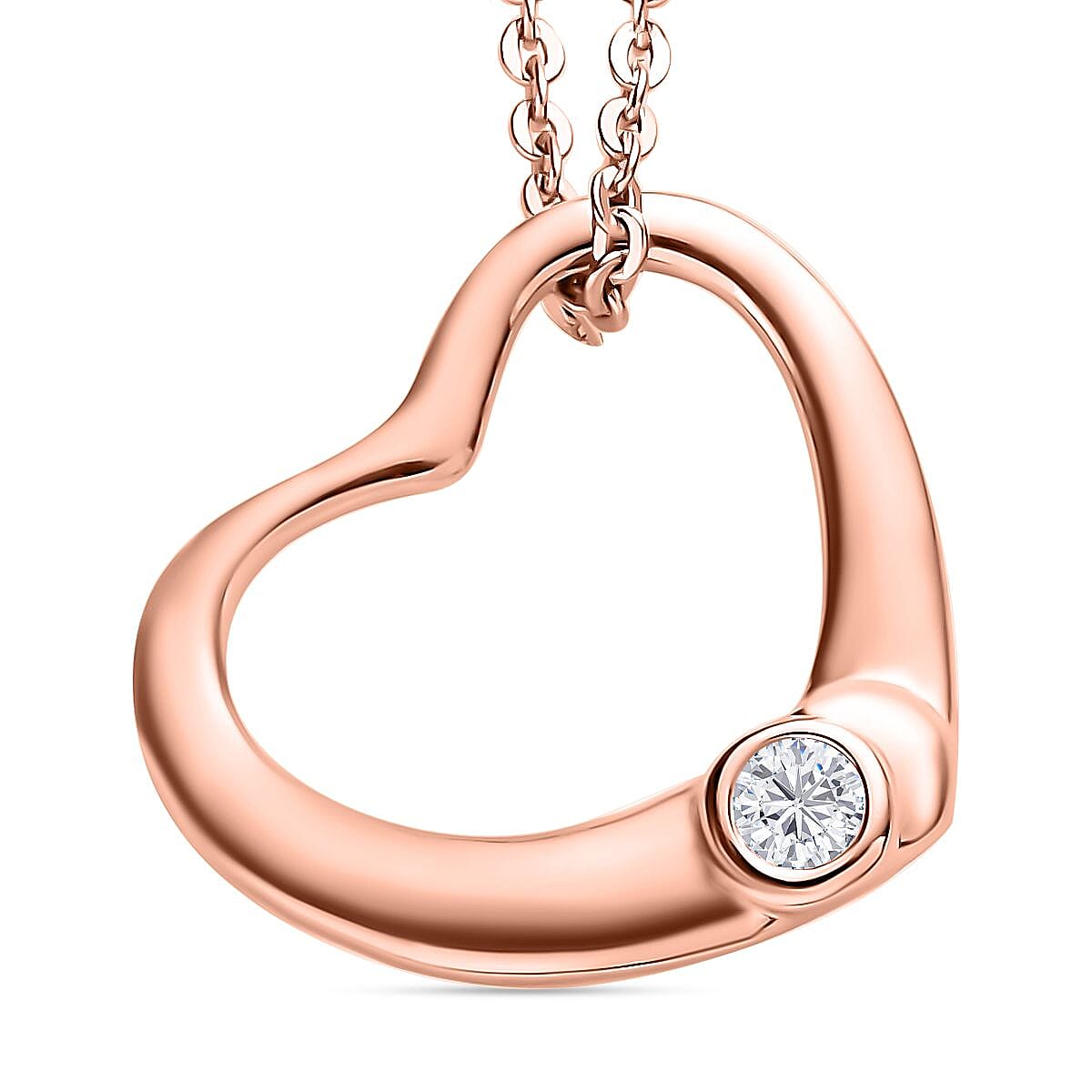 Moissanite 0.05 ctw Bubble Heart Pendant Necklace Moissanite Heart Pendant Necklace Vermeil Rose Gold Over Sterling Silver Pendant Necklace 20 inches Pendant Necklace
