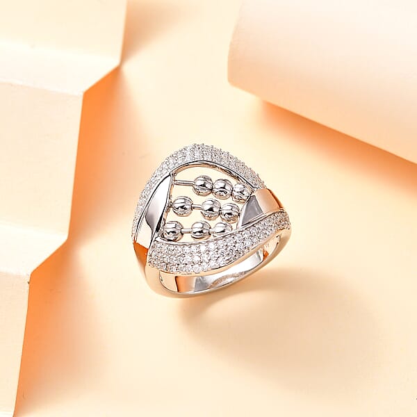 Moissanite 1.00 Ctw Ring In Platinum Over Sterling Silver