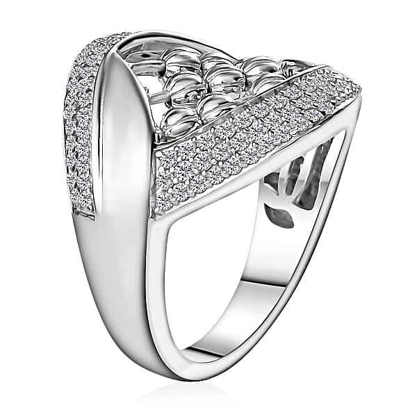 Moissanite 1.00 Ctw Ring In Platinum Over Sterling Silver