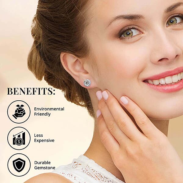 Moissanite 1.80 Ctw Earrings 10K Yellow Gold Earrings Stud Earrings Solitaire Studs Gold Studs 120 Facets Moissanite Earrings (Del. In 10-12 Days)