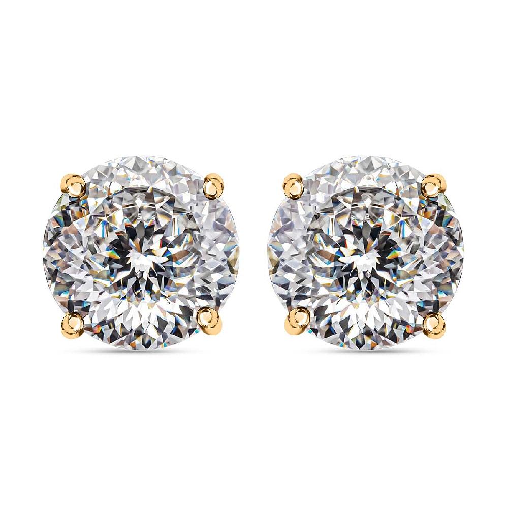 Moissanite 1.80 ctw Earrings 10K Yellow Gold Earrings Stud Earrings Solitaire Studs Gold Studs 120 Facets Moissanite Earrings (Del. in 10-12 Days)