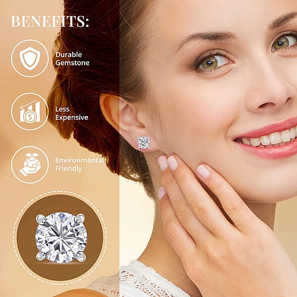 Moissanite 1.85 Ctw Solitaire Stud Earrings In 950 Platinum Moissanite Earrings Stud Earrings Platinum Earrings