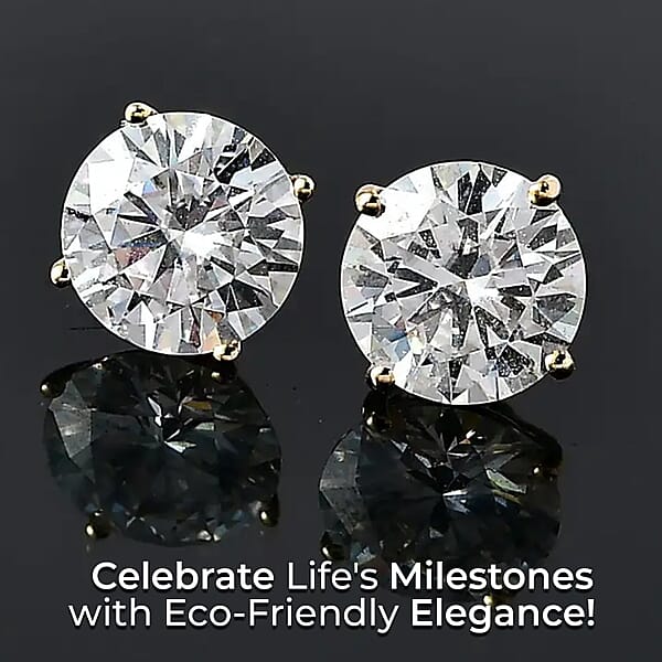Moissanite 1.85 Ctw Stud Earrings In 14K Yellow Gold