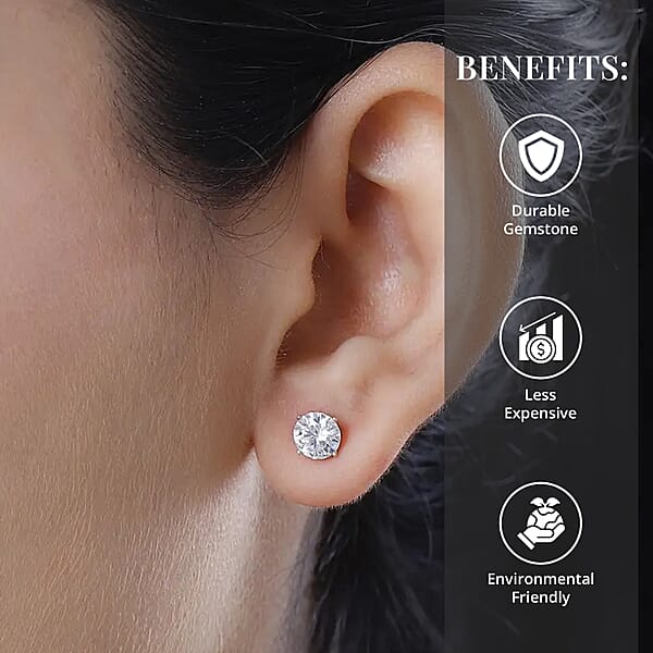 Moissanite 1.85 Ctw Stud Earrings In 14K Yellow Gold