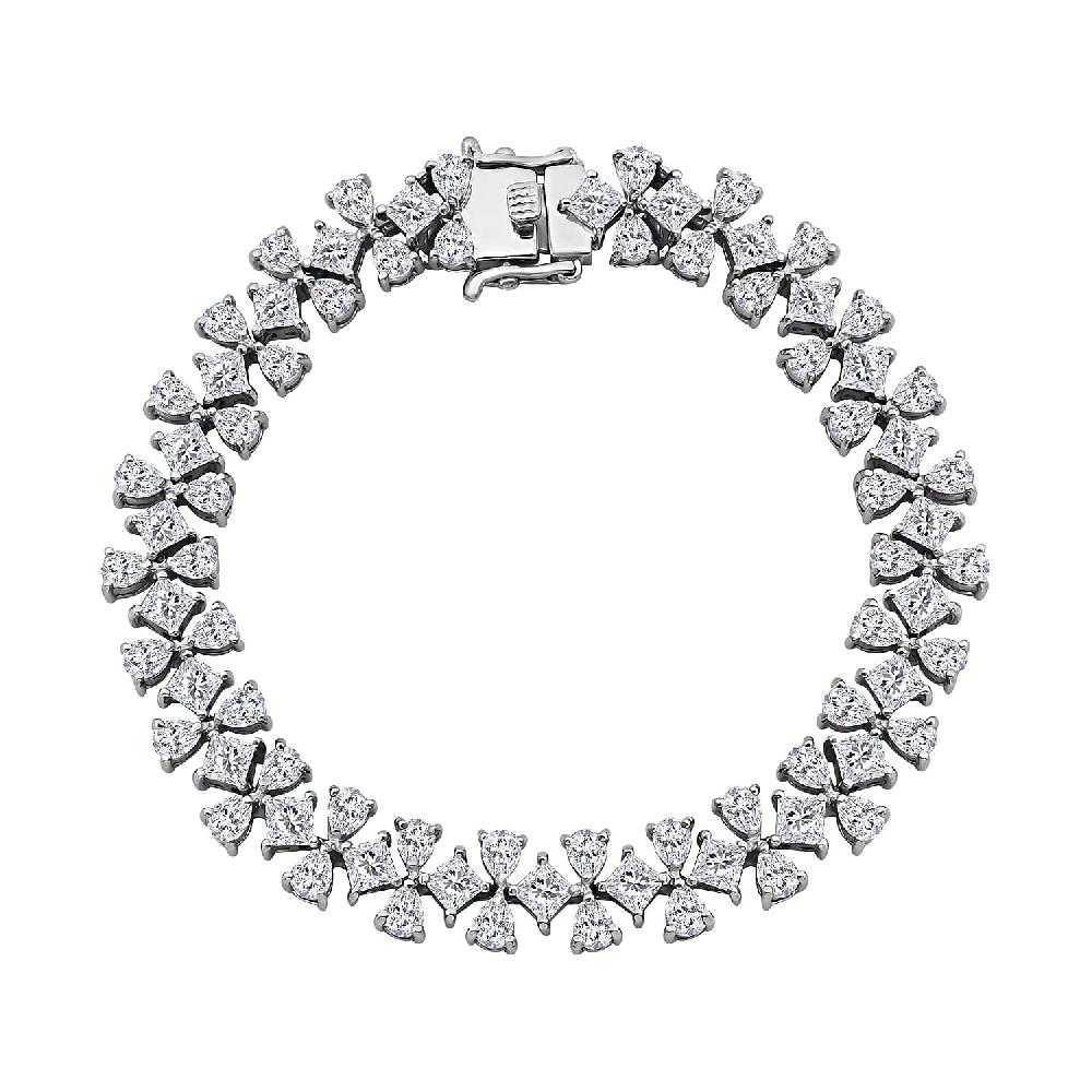 Moissanite 14.85 ctw Celestial Bow Bracelet in Rhodium Over Sterling Silv (7.25 In)