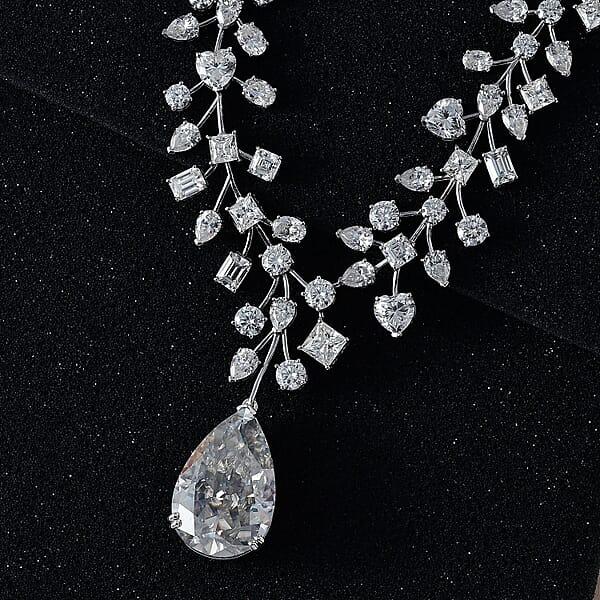 Moissanite 142.50 Ctw Necklace In Platinum Over Sterling Silver 18 Inches