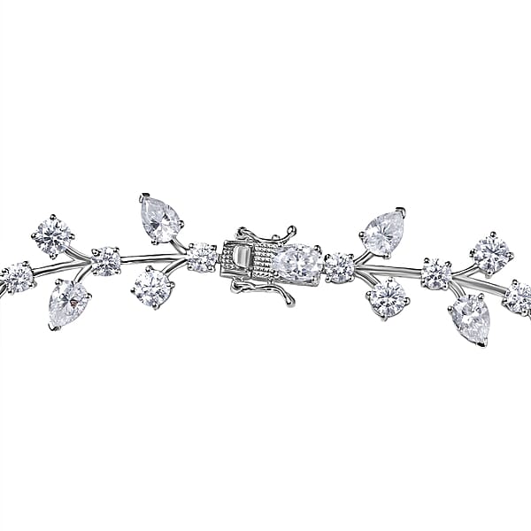 Moissanite 142.50 Ctw Necklace In Platinum Over Sterling Silver 18 Inches