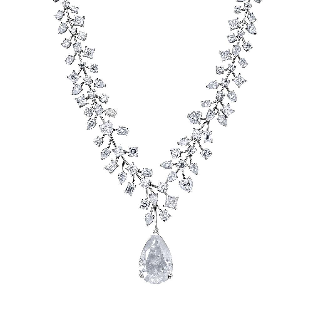 Moissanite 142.50 ctw Necklace in Platinum Over Sterling Silver 18 Inches