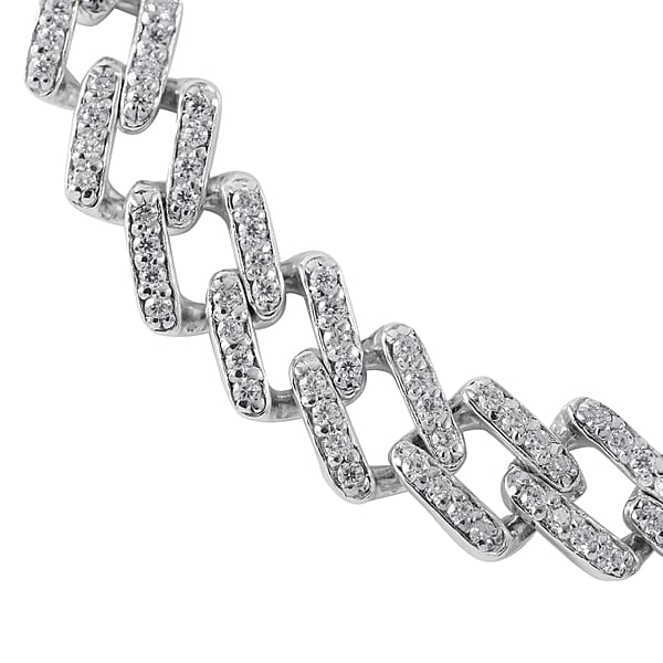 Moissanite 2.75 Ctw Curb Bracelet In Platinum Over Sterling Silver (7.25 In)