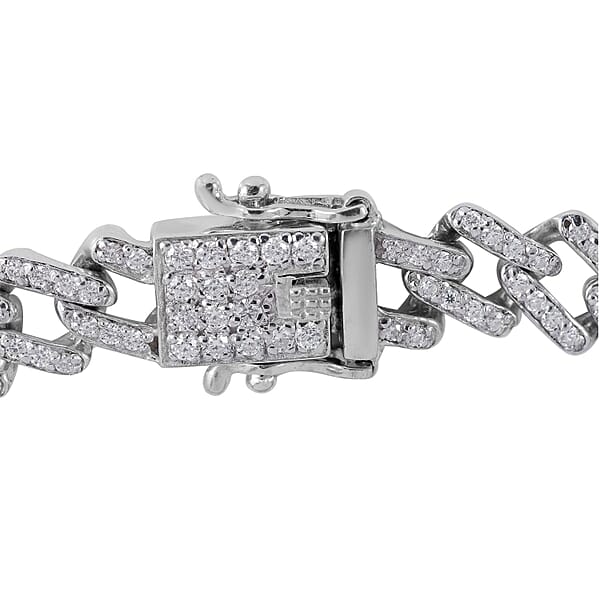 Moissanite 2.75 Ctw Curb Bracelet In Platinum Over Sterling Silver (7.25 In)