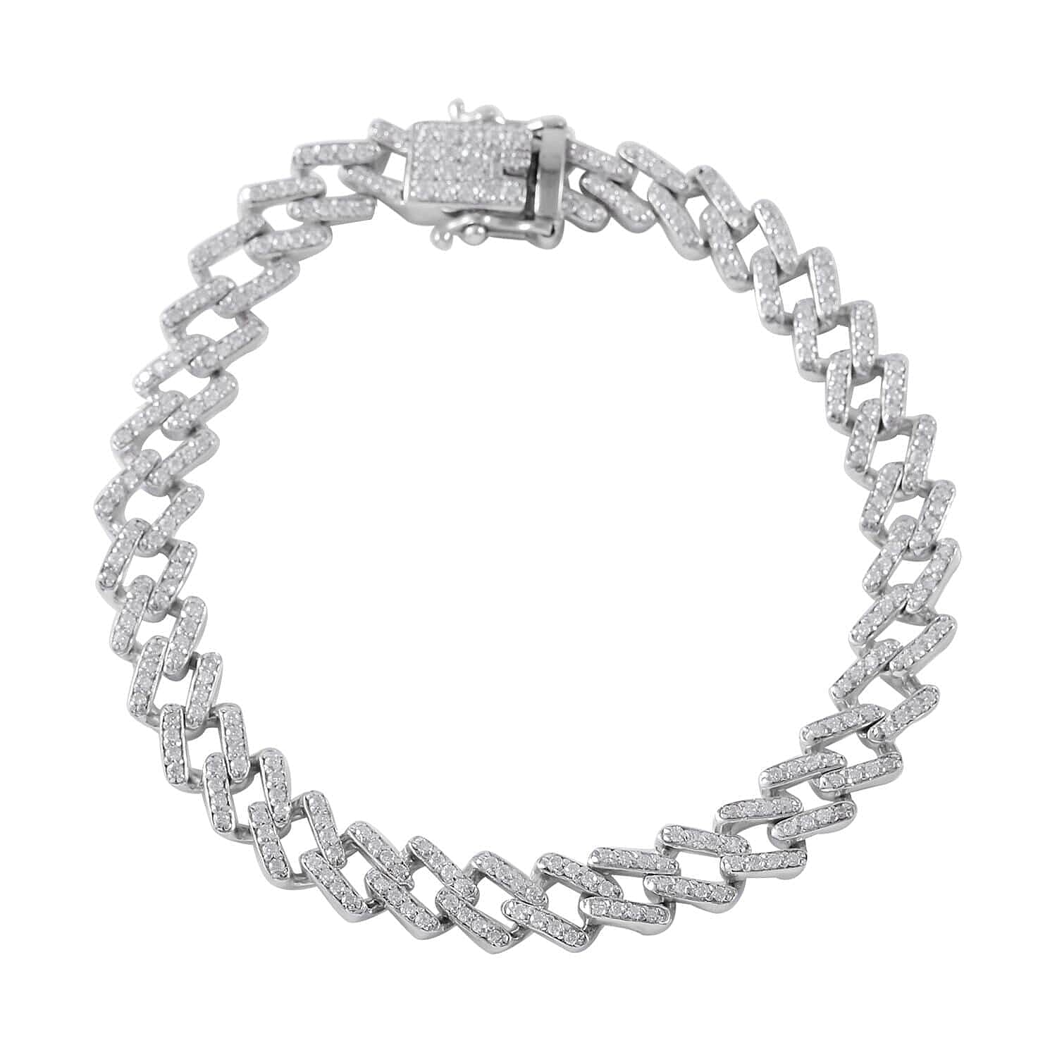 Moissanite 2.75 ctw Curb Bracelet in Platinum Over Sterling Silver (7.25 In)
