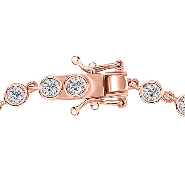 Moissanite 3.35 Ctw Link Bracelet (7.25In) And Stud Earrings In 18K Vermeil Rose Gold Over Sterling Silver