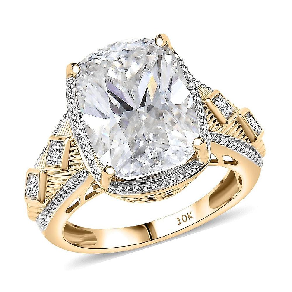 Moissanite 7.20 ctw Ring in 10K Yellow Gold 5.70 Grams