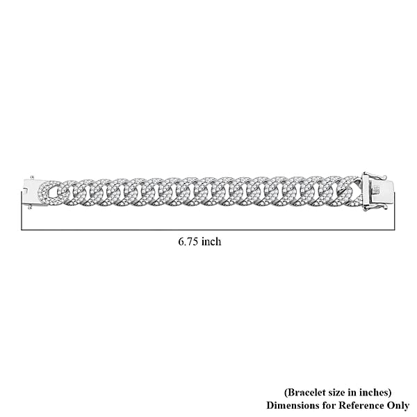 Moissanite 9.10 Ctw Curb Chain Mens Bracelet In Rhodium Over Sterling Silver (6.50 In)