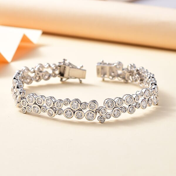 Moissanite Bubble Bracelet In Rhodium Over Sterling Silver (7.25 In) 9.60 Ctw