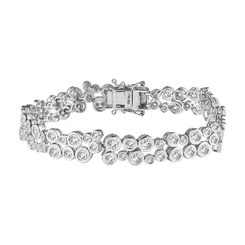Moissanite Bubble Bracelet in Rhodium Over Sterling Silver (7.25 In) 9.60 ctw