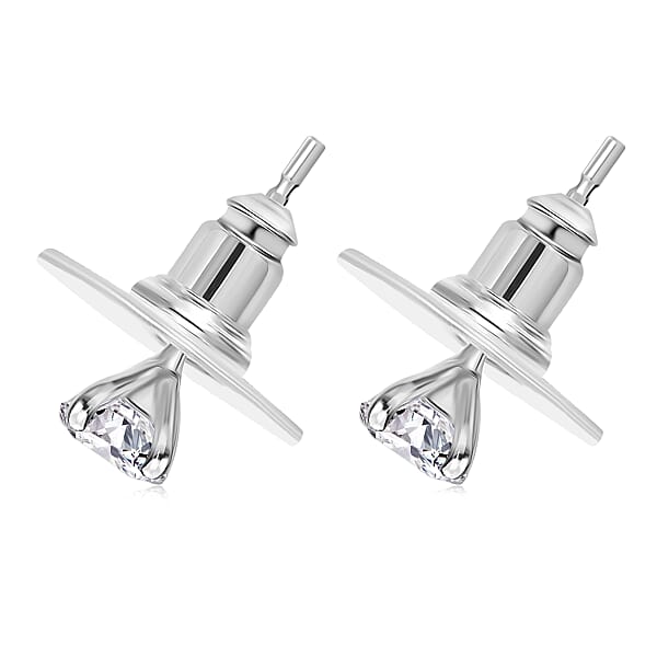 Moissanite Earrings In Rhodium Over Sterling Silver 1.00 Ctw