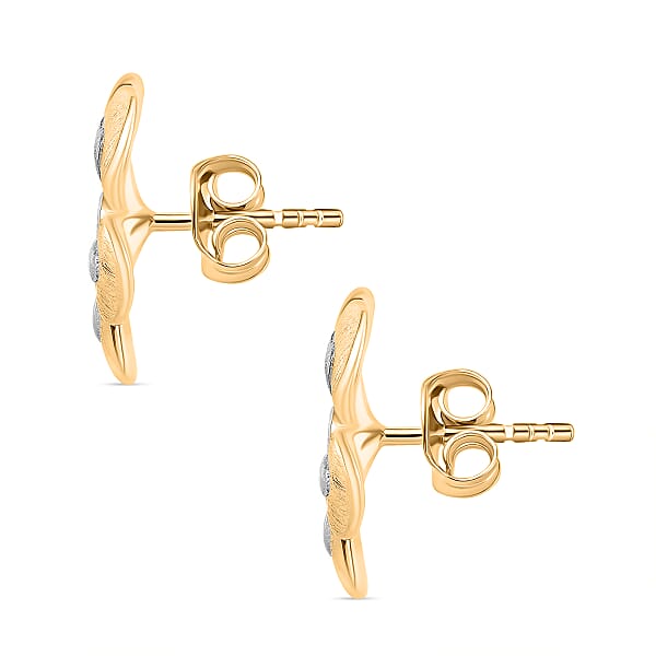 Moissanite Floral Earrings In 18K Vermeil YG Over Sterling Silver 0.06 Ctw