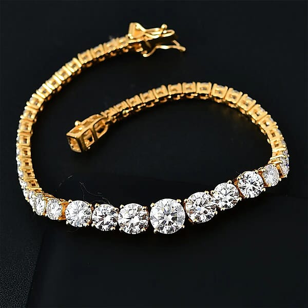 Moissanite Graduation Bracelet In Vermeil YG Over Sterling Silver (8.00 In) 15.00 Ctw