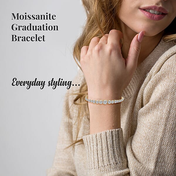 Moissanite Graduation Bracelet In Vermeil YG Over Sterling Silver (8.00 In) 15.00 Ctw