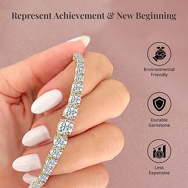 Moissanite Graduation Bracelet In Vermeil YG Over Sterling Silver (8.00 In) 15.00 Ctw