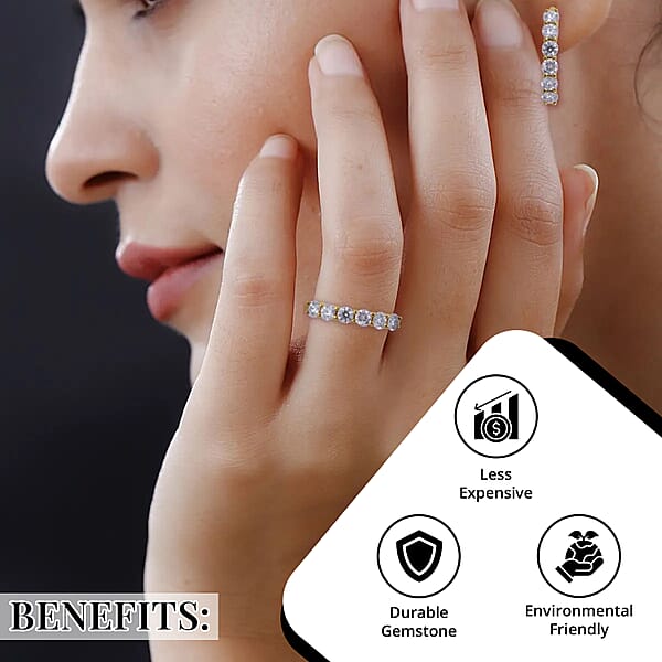 Moissanite Half Eternity Band Ring And Hoop Earrings In Vermeil Yellow Gold Over Sterling Silver 2.85 Ctw