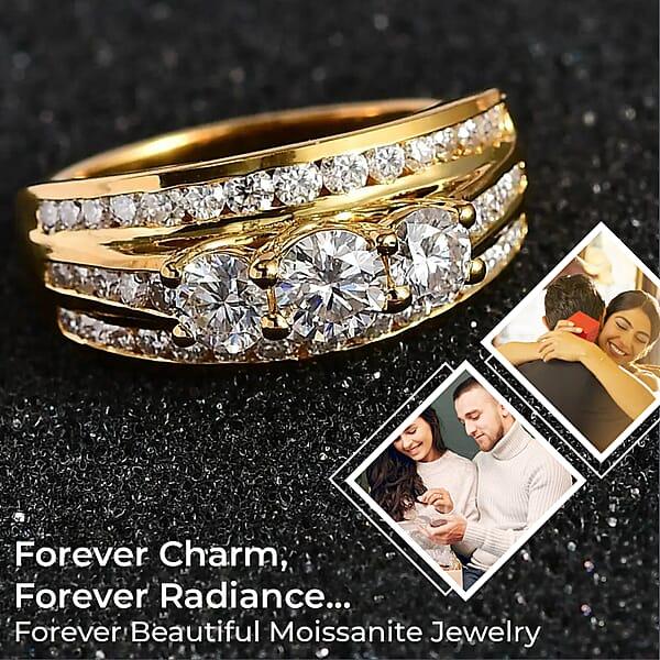Moissanite Ring Vermeil Yellow Gold Over Sterling Silver Ring Moissanite Jewelry Gifts For Her 1.65 Ctw