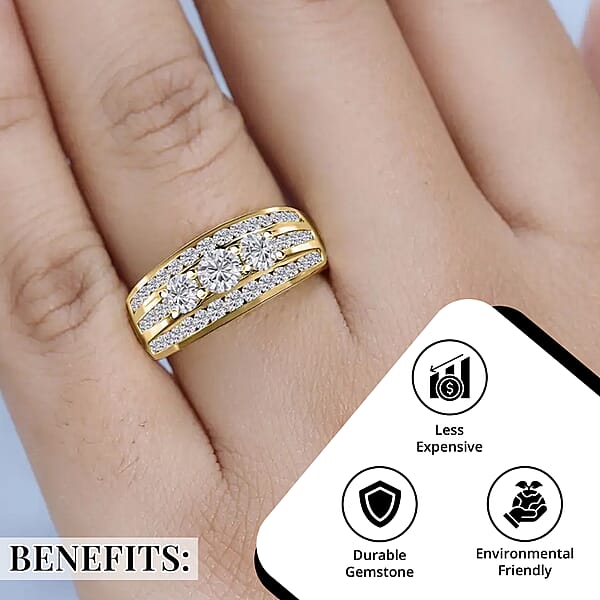 Moissanite Ring Vermeil Yellow Gold Over Sterling Silver Ring Moissanite Jewelry Gifts For Her 1.65 Ctw