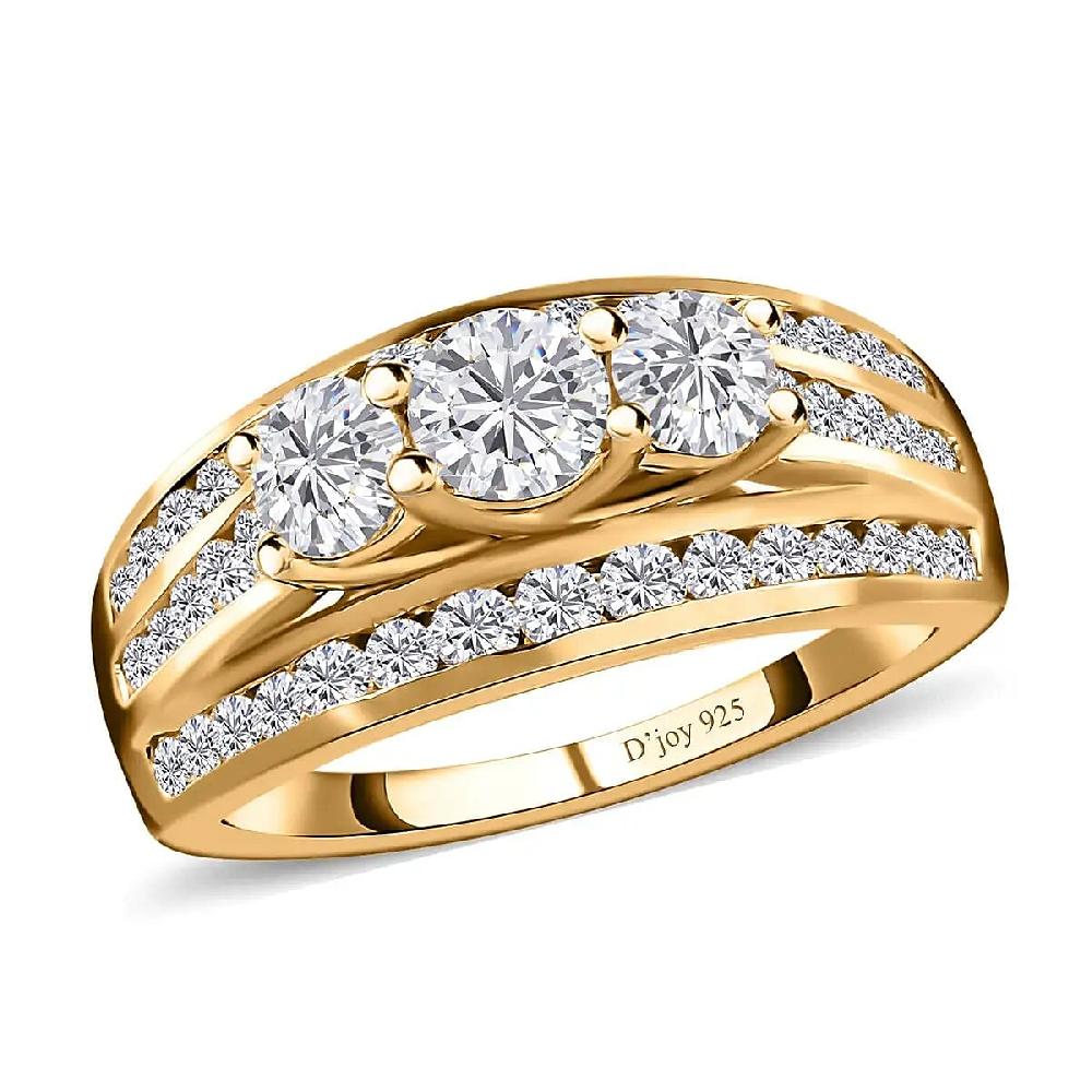 Moissanite Ring Vermeil Yellow Gold Over Sterling Silver Ring Moissanite Jewelry Gifts For Her 1.65 ctw