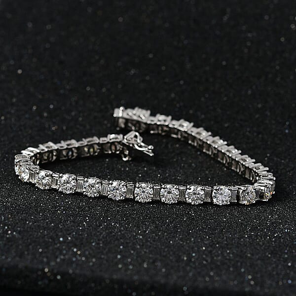 Moissanite Tennis Bracelet In Platinum Over Sterling Silver (7.25 In) 12.10 Ctw