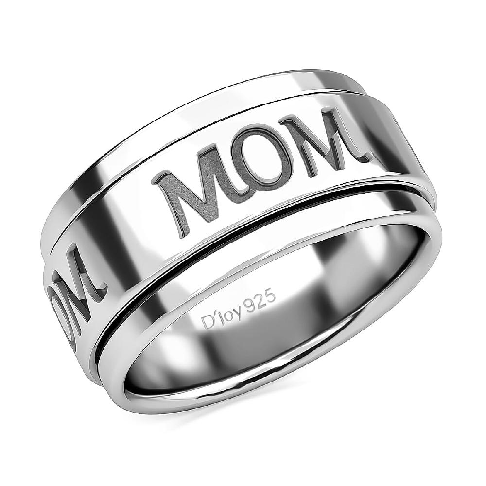 Mom Spinner Ring in Sterling Silver Anxiety Ring for Women Fidget Rings for Anxiety for Women Promise Rings 6.50 Grams