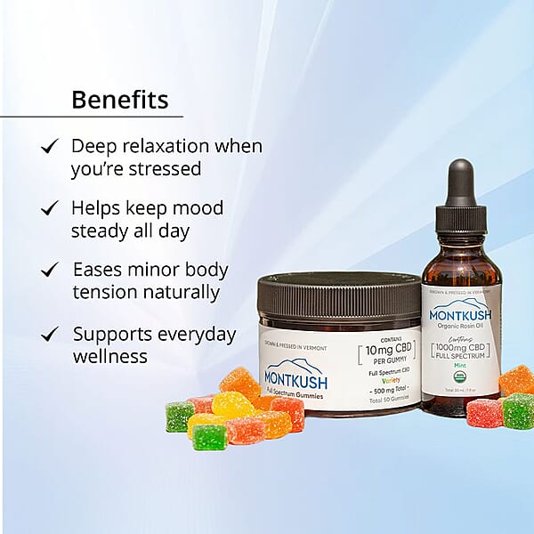 MontKush Daily Calm Combo Full Spectrum Gummies & Rosin Oil (50 Counts & 1oz)