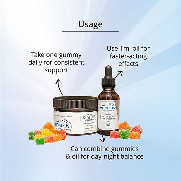 MontKush Daily Calm Combo Full Spectrum Gummies & Rosin Oil (50 Counts & 1oz)