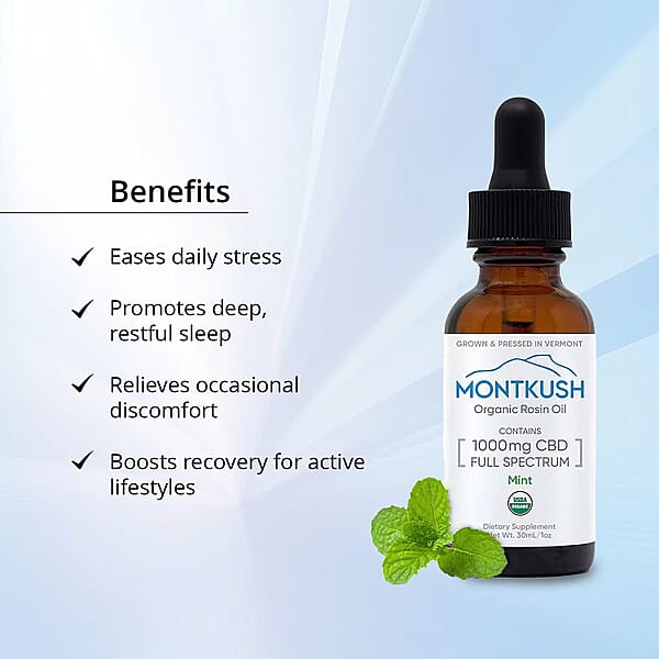 MontKush USDA Organic 1000mg CBD Rosin Oil (1oz) - Mint