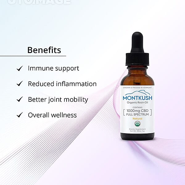 Montkush USDA Organic 1000mg CBD Rosin Oil - Natural Flavor