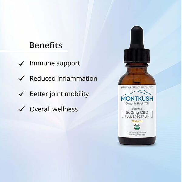 MontKush USDA Organic Natural 500mg CBD Rosin Oil (1oz)