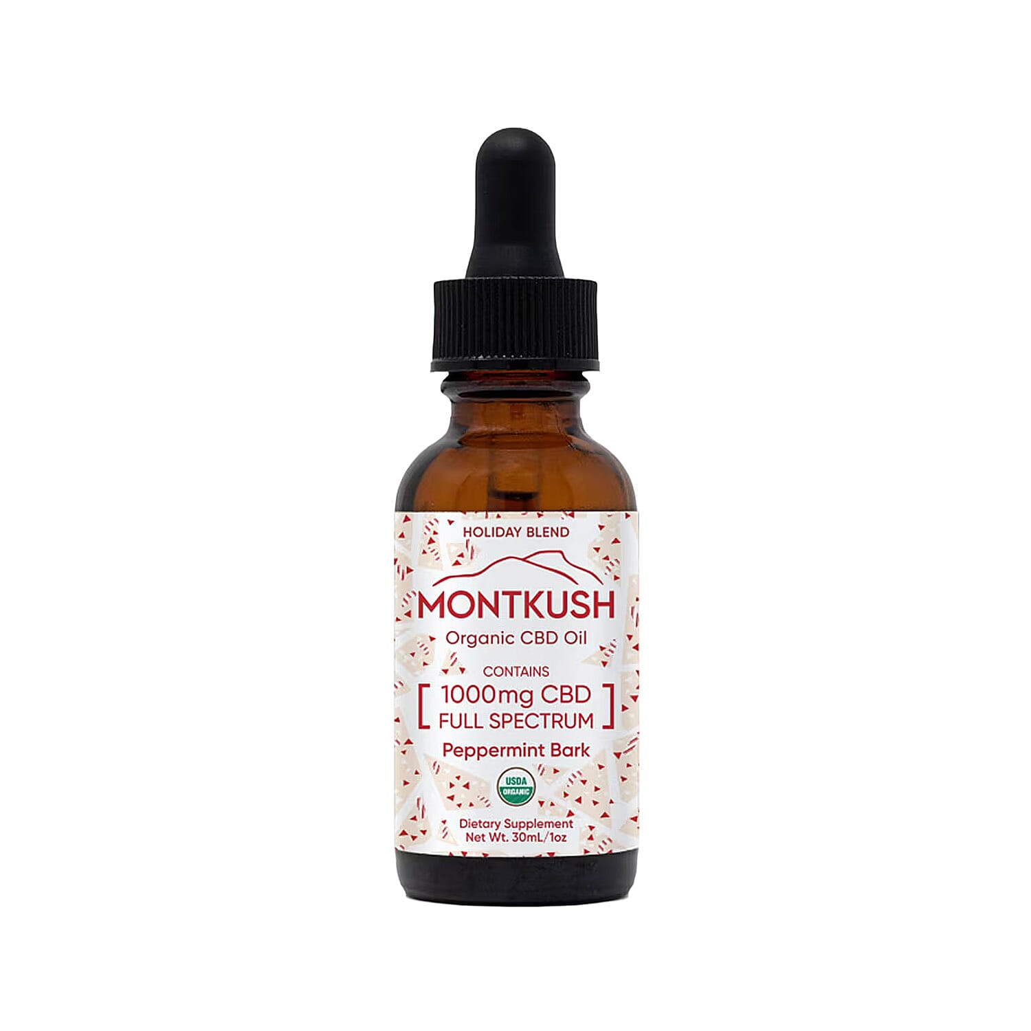 MontKush USDA Organic Seasonal 1000mg CBD Oil - Peppermint Bark 1oz