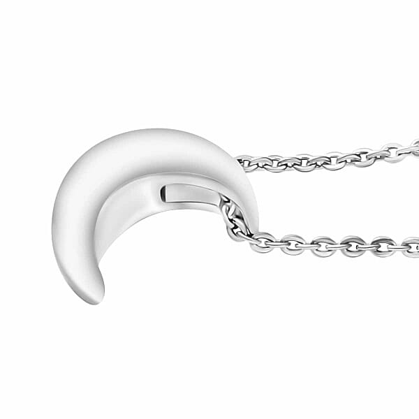 Moon Pendant Necklace In 10K White Gold 1.60 Grams 20 Inches (Del. In 10-12 Days)