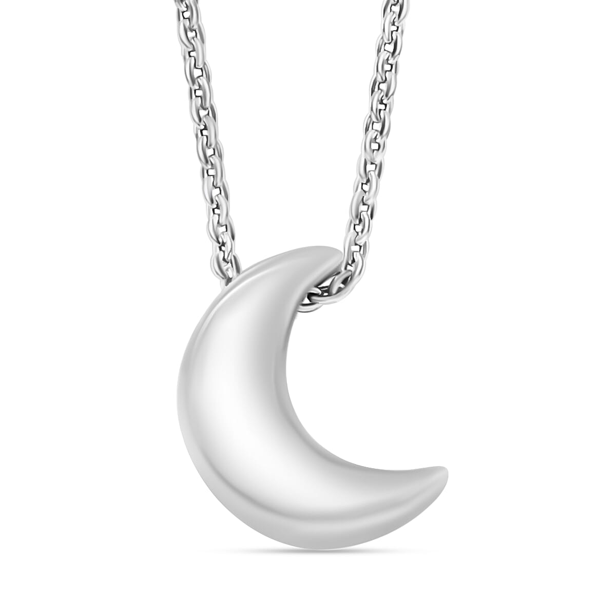 Moon Pendant Necklace in 10K White Gold 1.60 Grams 20 Inches (Del. in 10-12 Days)